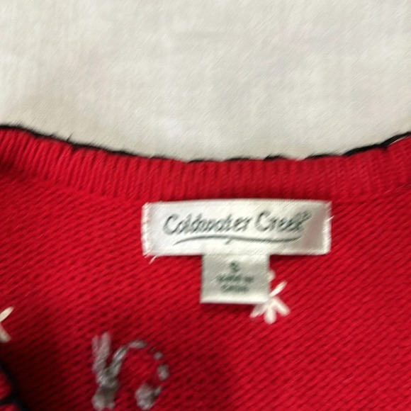 Coldwater Creek Vintage red Holiday Cat Cardigan Sweater Women’s Small - Picture 5 of 7
